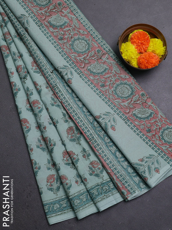 Pastel Green Jaipur Cotton Saree
