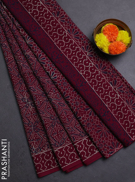 Wine Jaipur Cotton Saree