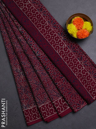 Wine Jaipur Cotton Saree