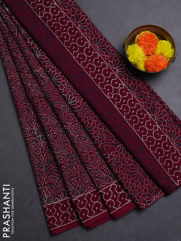 Wine Jaipur Cotton Saree