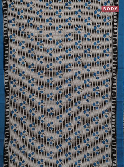 Off White & Blue Jaipur Cotton Saree