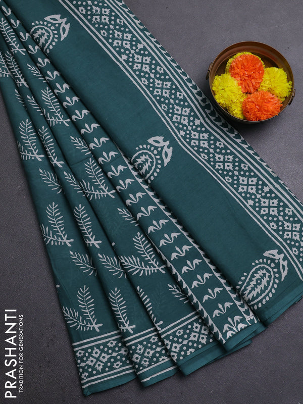 Green Jaipur Cotton Saree