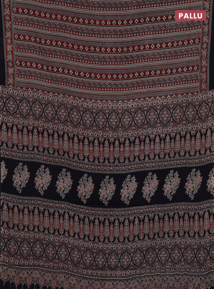 Maroon & Black Jaipur Cotton Saree