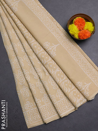 Beige Jaipur Cotton Saree