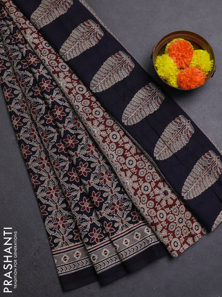 Navy Blue Jaipur Cotton Saree