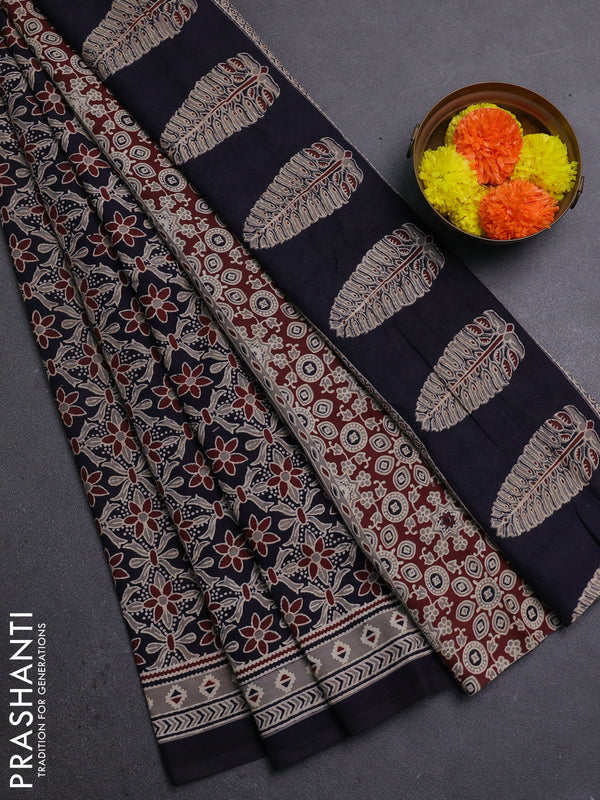Navy Blue Jaipur Cotton Saree
