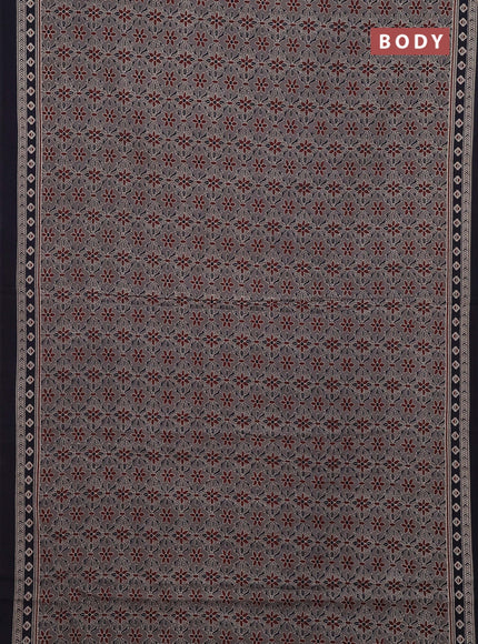 Grey & Navy Blue Jaipur Cotton Saree