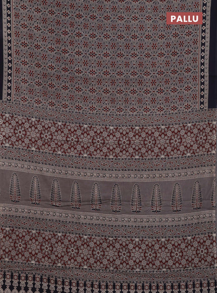Grey & Navy Blue Jaipur Cotton Saree