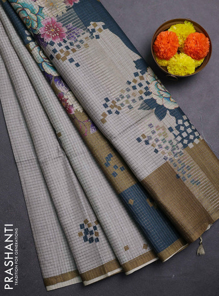 Beige & Mehendi Green Chappa Saree