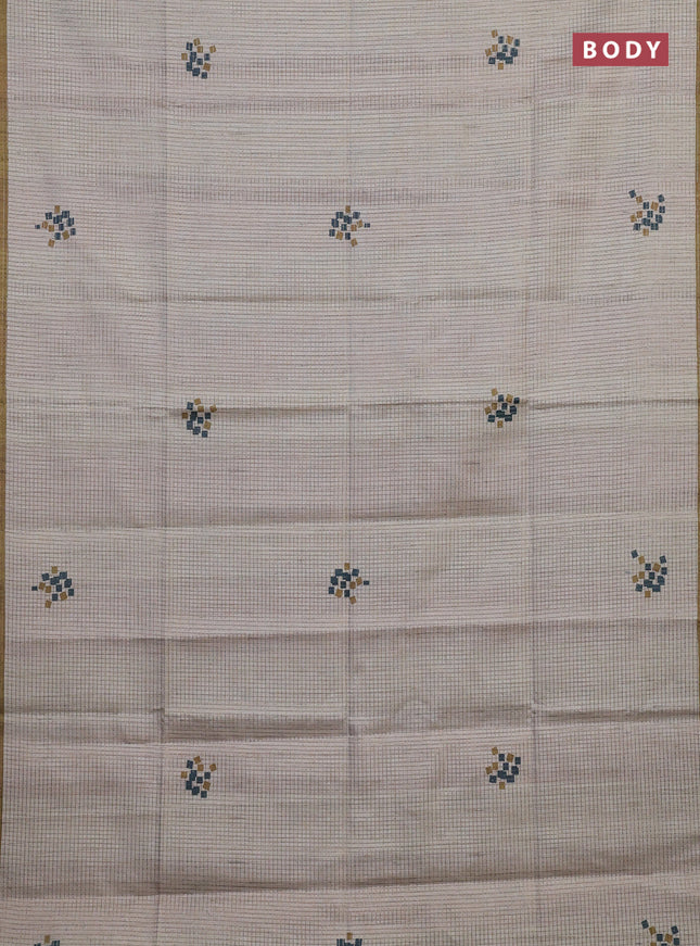 Beige & Mehendi Green Chappa Saree