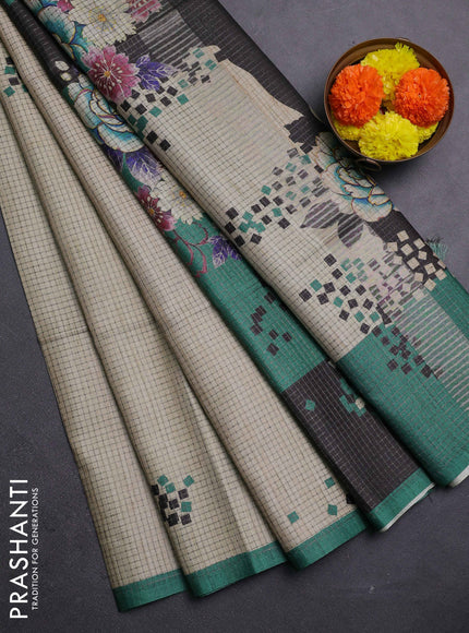 Beige & Green Chappa Saree