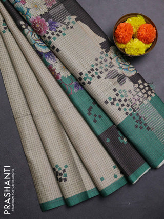 Beige & Green Chappa Saree