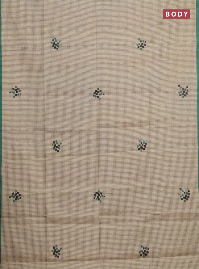 Beige & Green Chappa Saree