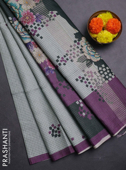 Beige & Lavender Chappa Saree
