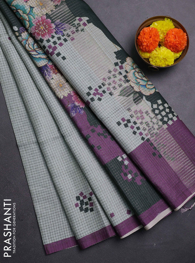 Beige & Lavender Chappa Saree
