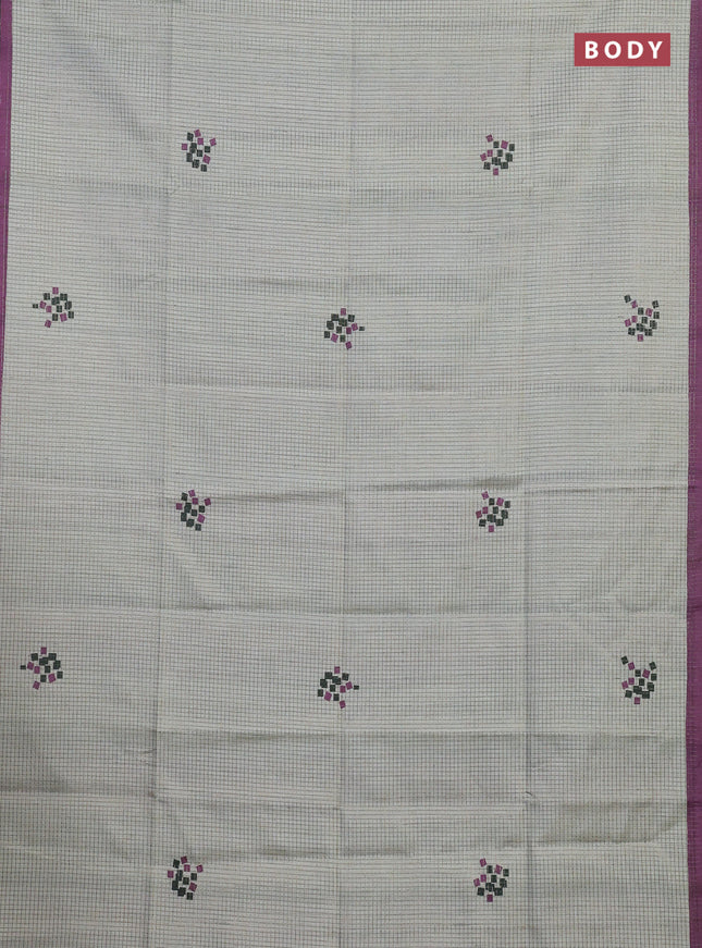 Beige & Lavender Chappa Saree