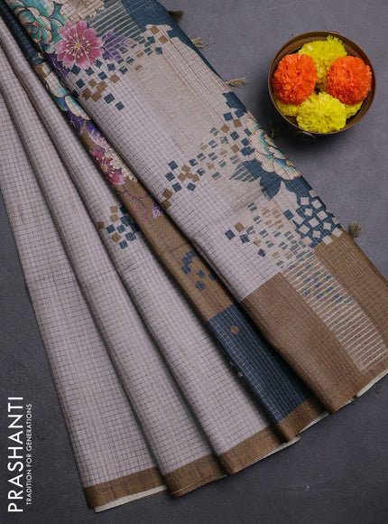 Beige & Mustard Chappa Saree