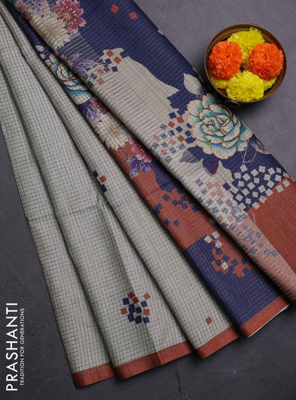 Beige & Rust Chappa Saree