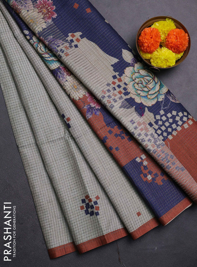 Beige & Rust Chappa Saree