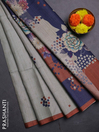 Beige & Rust Chappa Saree