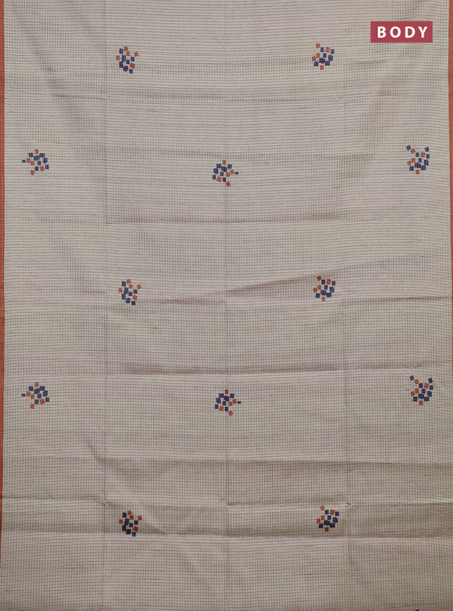 Beige & Rust Chappa Saree