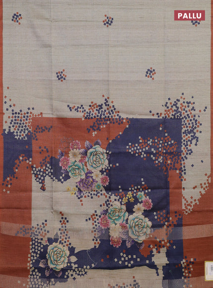 Beige & Rust Chappa Saree