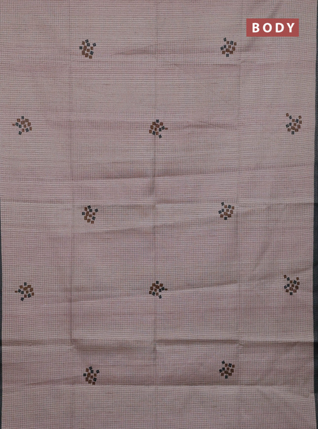 Beige & Bottle Green Chappa Saree