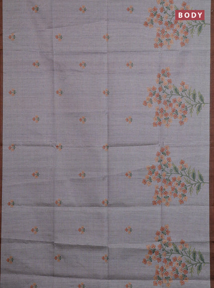 Grey  & Brown Chappa Saree