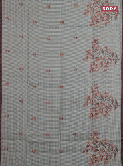 Pastel Green & Brown Chappa Saree