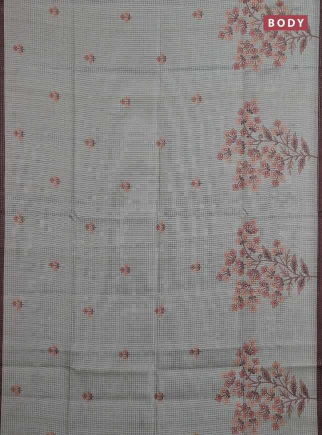 Pastel Green & Brown Chappa Saree