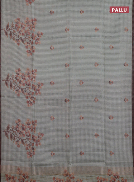Pastel Green & Brown Chappa Saree