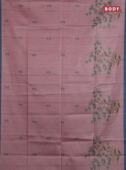 Mauve Pink & Peacock Blue Chappa Saree