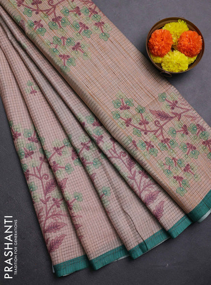 Peach & Green Chappa Saree