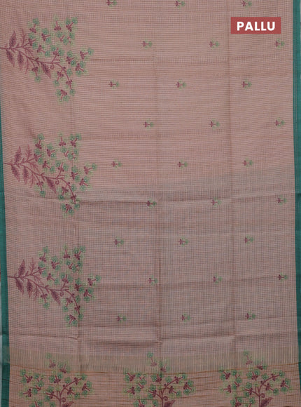 Peach & Green Chappa Saree