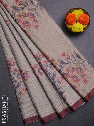 Beige & Maroon Chappa Saree