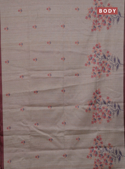 Beige & Maroon Chappa Saree