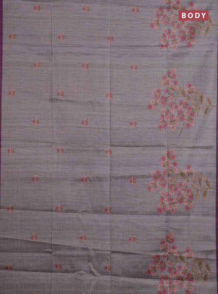 Grey  & Purple Chappa Saree