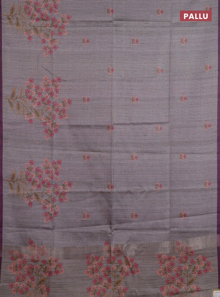 Grey  & Purple Chappa Saree