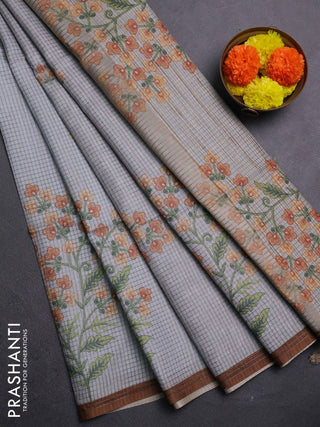 Grey  & Mustard Chappa Saree