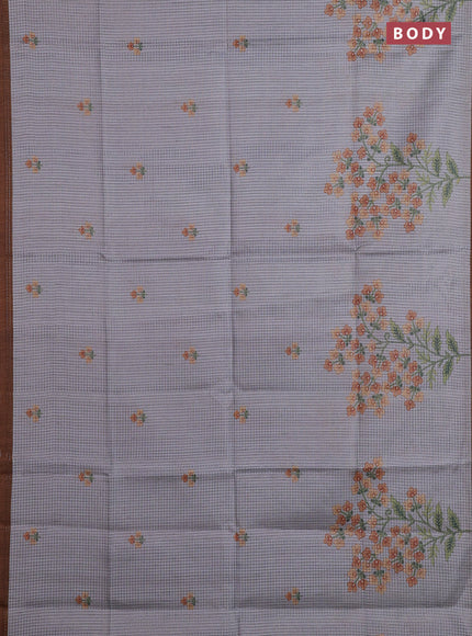 Grey  & Mustard Chappa Saree
