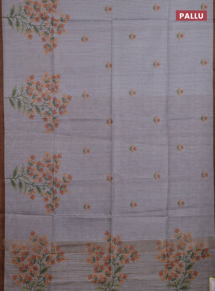 Grey  & Mustard Chappa Saree