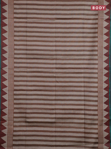 Brown & Green Chappa Saree