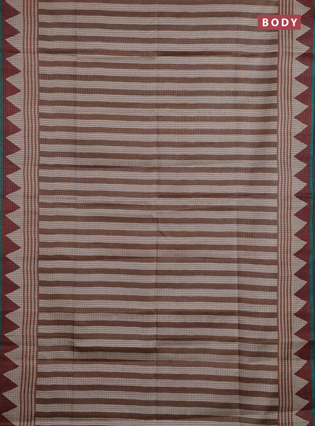 Brown & Green Chappa Saree