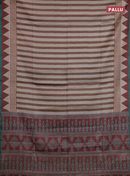 Brown & Green Chappa Saree