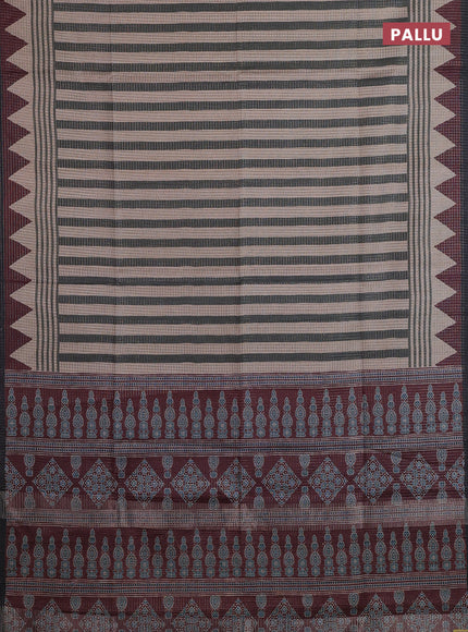Maroon & Elephant Grey Chappa Saree