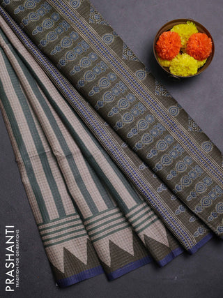 Olive Green & Blue Chappa Saree