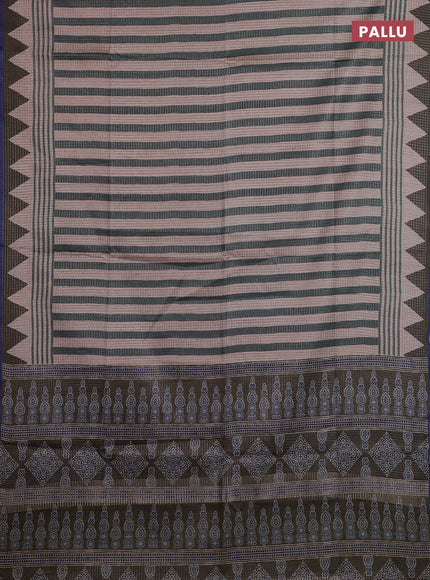Olive Green & Blue Chappa Saree