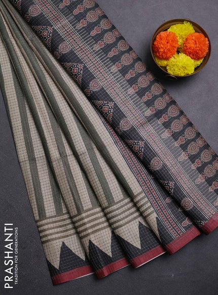 Bottle Green & Maroon Chappa Saree
