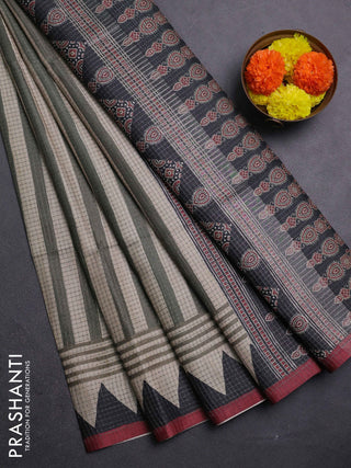 Bottle Green & Maroon Chappa Saree