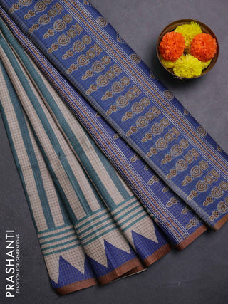 Blue & Mustard Chappa Saree
